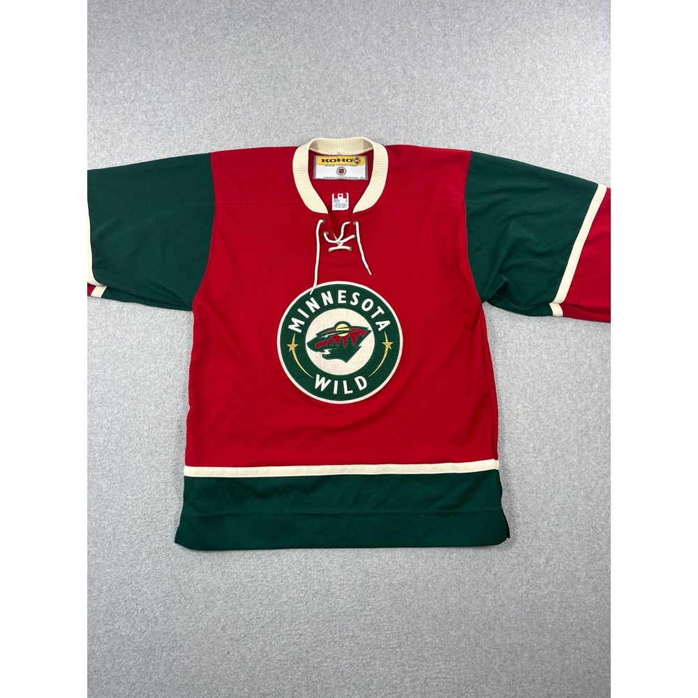 Vintage Minnesota Wild Alternate Jersey Mens M Red Koho Air Knit Canada